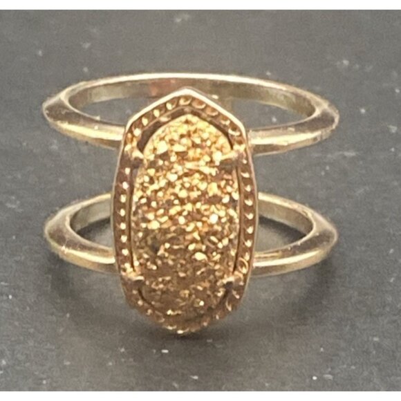 Kendra Scott Elyse Ring Rose Gold Plated Drusy Cage Split Shank Size 6 LOOK READ - Picture 2 of 16
